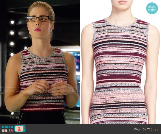 Tanya Taylor Ash Striped Top worn by Felicity Smoak (Emily Bett Rickards) on Arrow