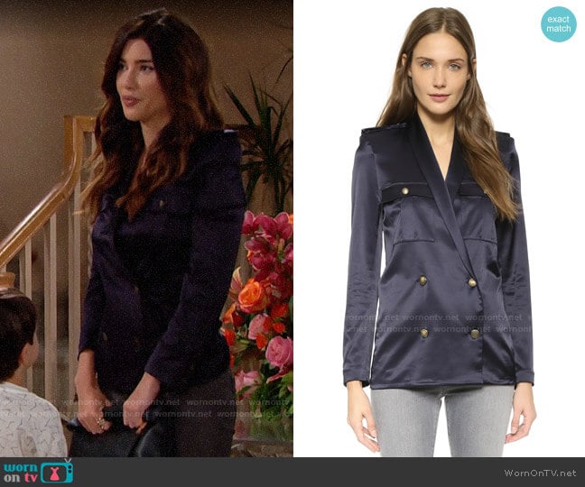 The Kooples Loose Satin Top worn by Steffy Forrester (Jacqueline MacInnes Wood) on The Bold and the Beautiful