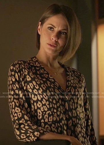 Thea's leopard print button front shirt on Arrow