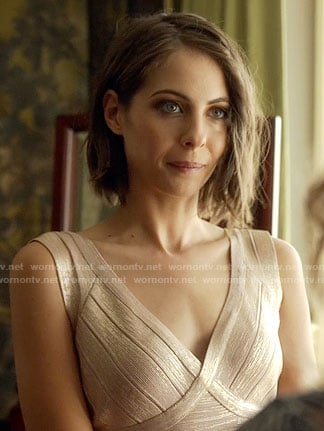 Thea’s metallic bridesmaid dress on Arrow