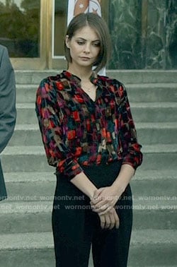 Thea's rectangle patterned blouse on Arrow