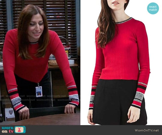 WornOnTV: Gina’s red sweater with striped cuffs on Brooklyn Nine-Nine ...