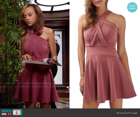 Topshop Cross Neck Skater Dress worn by Nicole Avant (Reign Edwards) on The Bold and the Beautiful