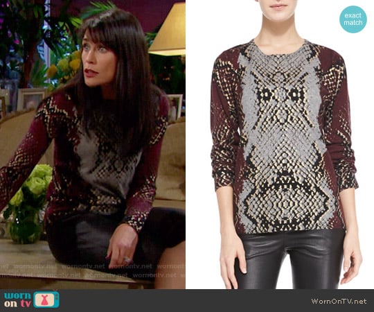 Zadig & Voltaire Python-Print Cashmere Knit Sweater worn by Quinn Fuller (Rena Sofer) on The Bold and the Beautiful