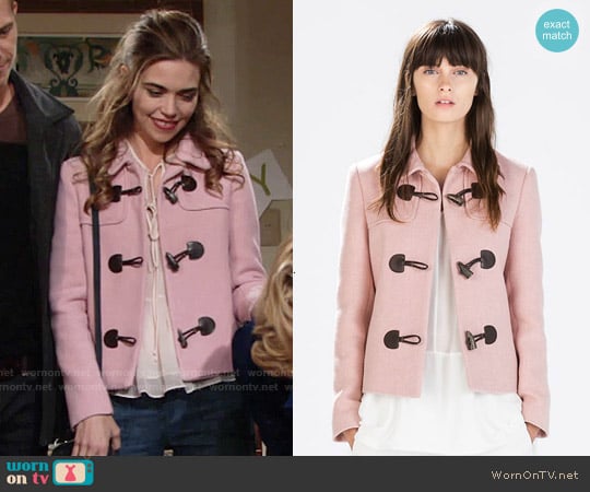 Zara Blazer with Toggles worn by Victoria Newman (Amelia Heinle) on The Young and the Restless