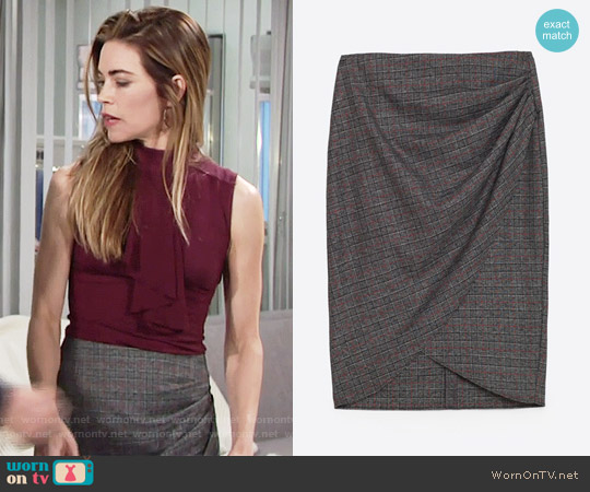 Zara Draped Skirt worn by Victoria Newman (Amelia Heinle) on The Young & the Restless