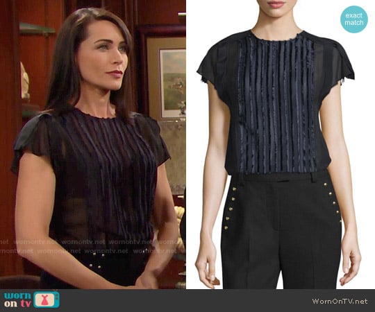 3.1 Phillip Lim Cap-Sleeve Fringe Fil Coupe Top worn by Quinn Fuller (Rena Sofer) on The Bold and the Beautiful