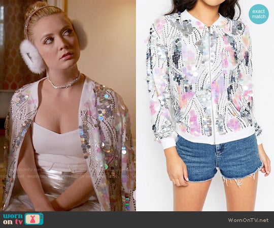 ASOS Ultimate Sequin Bomber worn by Chanel #3 (Billie Lourd) on Scream Queens