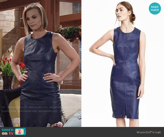 Banana Republic Leather Sheath Dress worn by Phyllis Newman (Gina Tognoni) on The Young and the Restless