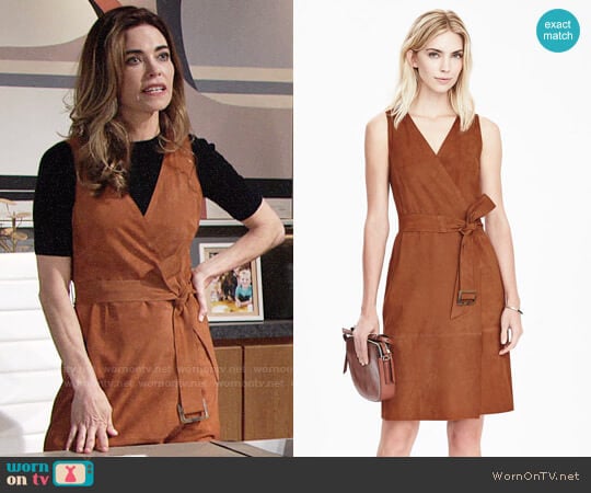 Banana Republic Vee Neck Tie Waist Dress worn by Victoria Newman (Amelia Heinle) on The Young and the Restless