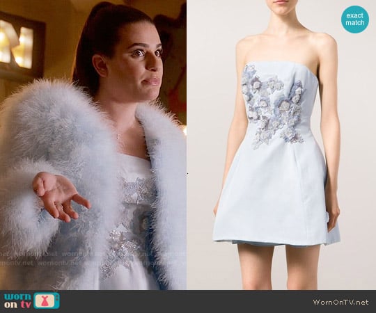 Marchesa Notte Sequin Embellished Bandeau Dress worn by Hester Ulrich (Lea Michele) on Scream Queens