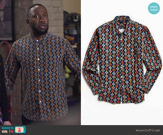 Poler Bear Paw Print Corduroy Button-Down Shirt worn by Winston Bishop (Lamorne Morris) on New Girl