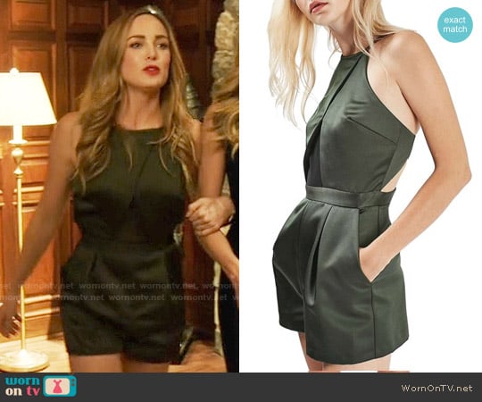 Topshop Satin & Mesh Romper worn by Sara Lance (Caity Lotz) on Arrow