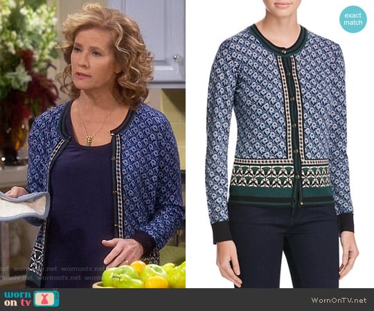 Tory Burch Amble Floral Wool Cardigan worn by Vanessa Baxter (Nancy Travis) on Last Man Standing