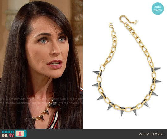 ABS by Allen Schwartz Two-Tone Spike Collar Necklace worn by Quinn Fuller (Rena Sofer) on The Bold and the Beautiful