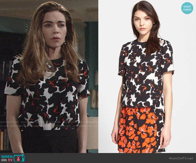 ALC Joan Silk Top worn by Victoria Newman (Amelia Heinle) on The Young and the Restless