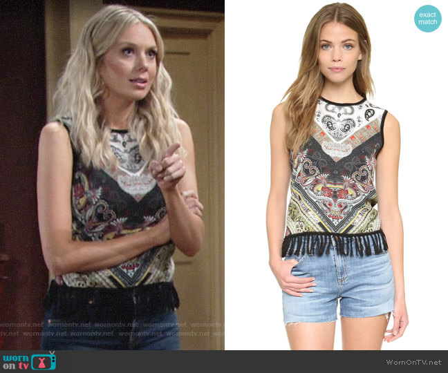 Alice + Olivia Annalea Fringe Tank worn by Abby Newman (Melissa Ordway) on The Young and the Restless