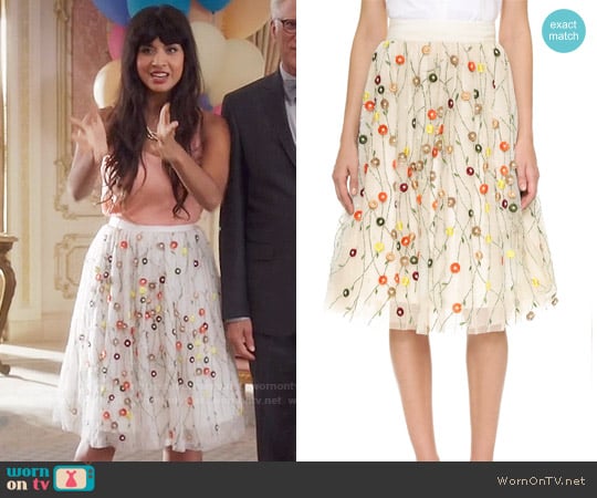 Alice & Olivia Catrina Skirt worn by Tahani Al-Jamil (Jameela Jamil) on The Good Place