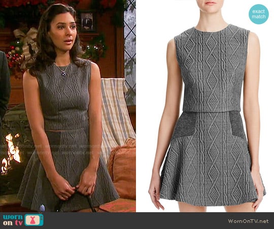 Alice + Olivia Klynn Top and Elsie Skirt in Cable Knit worn by Gabi Hernandez (Camila Banus) on Days of our Lives