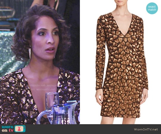 Alice + Olivia Nora dress worn by Lily Winters (Christel Khalil) on The Young and the Restless