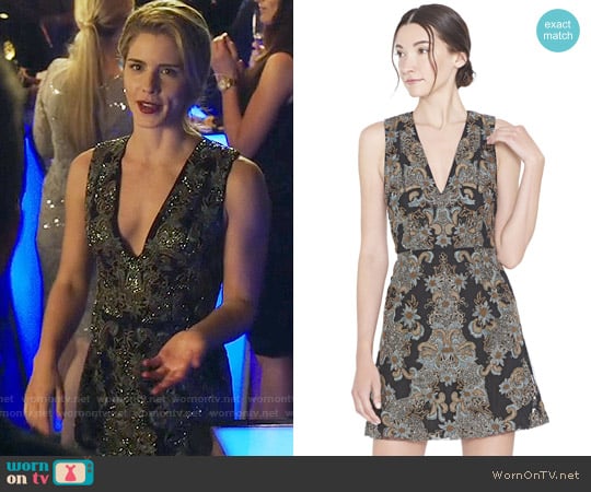 WornOnTV: Felicity’s embellished v-neck dress on Arrow | Emily Bett ...