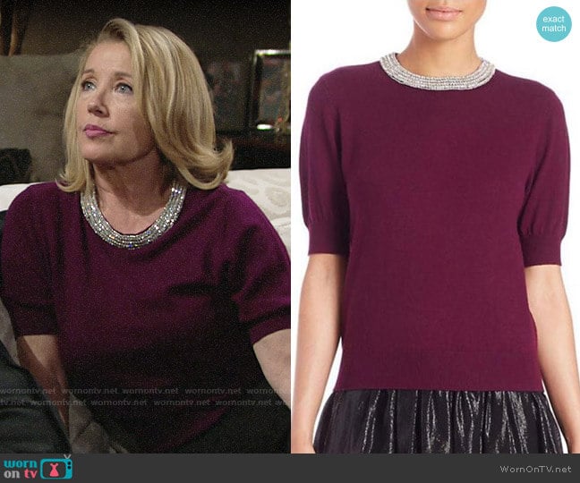 WornOnTV: Nikki’s purple sweater with embellished neckline on The Young ...