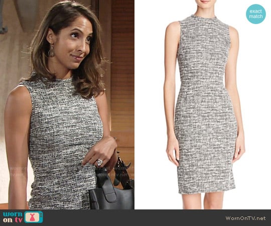 Aqua Tweed Sheath Dress worn by Lily Winters (Christel Khalil) on The Young and the Restless