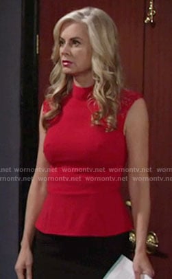 Ashley’s red top with cutout shoulders on The Young and the Restless