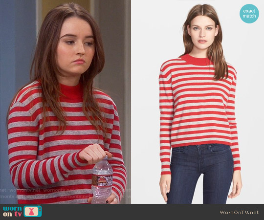 Autumn Cashmere Stripe Mock Neck Cashmere Sweater worn by Eve Baxter (Kaitlyn Dever) on Last Man Standing