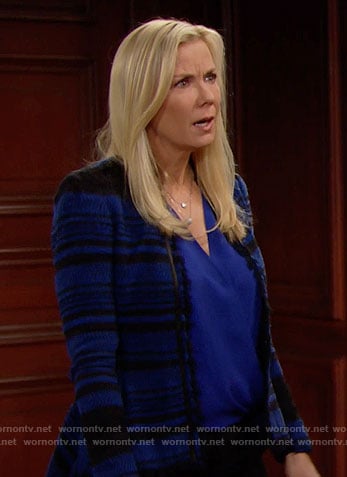 Brooke’s blue and black tweed jacket on The Bold and the Beautiful