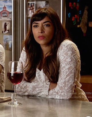 Cece’s white embroidered top on New Girl