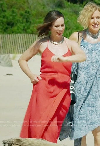 Diana’s red wrap maxi dress on Younger