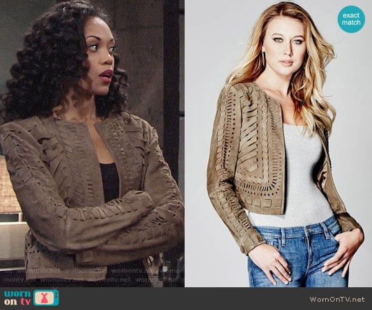 Guess Devora Suede Jacket worn by Hilary Curtis (Mishael Morgan) on The Young and the Restless