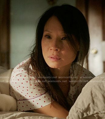 Joan's heart print pajamas on Elementary