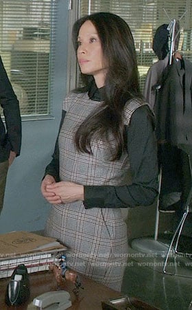 Joan's grey plaid dress on Elementary