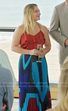 Kelsey’s blue patterned maxi skirt on Younger