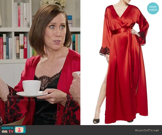 La Perla Maison Long Robe in Red worn by Diana Trout (Miriam Shor) on Younger