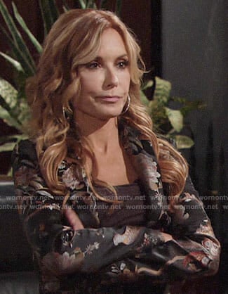 Lauren’s black floral blazer on The Young and the Restless