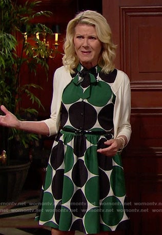 Pam’s green polka dot dress on The Bold and the Beautiful