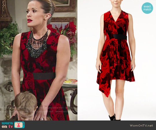 RACHEL Rachel Roy Draped Velvet Fit & Flare Dress worn by Chelsea Lawson (Melissa Claire Egan) on The Young and the Restless