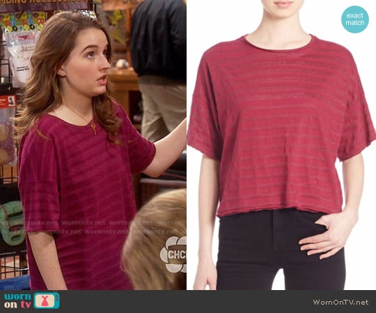 Rag & Bone Shadow Stripe Tee in Plum worn by Eve Baxter (Kaitlyn Dever) on Last Man Standing