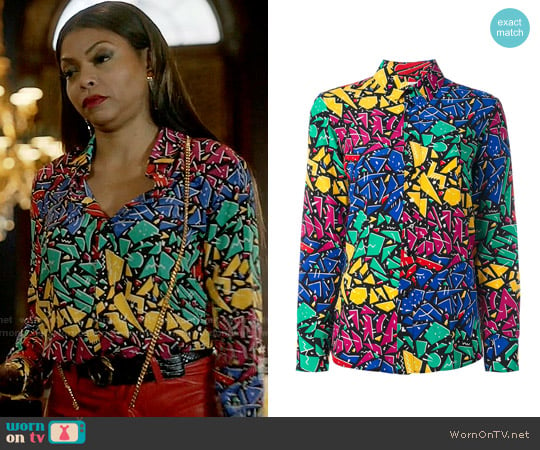 Saint Laurent Paris Collar 80s Graffiti Shirt worn by Cookie Lyon (Taraji P. Henson) on Empire