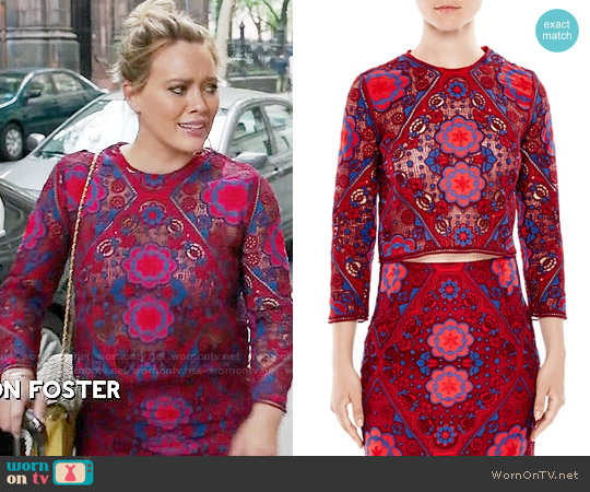 Sandro Iris Medallion Top worn by Kelsey Peters (Hilary Duff) on Younger