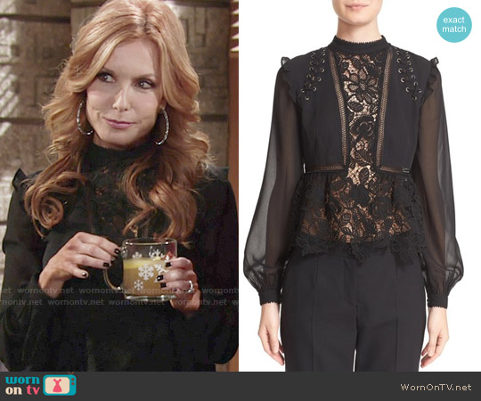 Self Portrait Lace Detail Top worn by Lauren Fenmore (Tracey Bregman) on The Young and the Restless