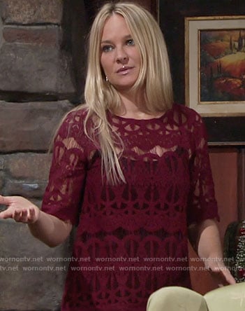 Sharon’s red lace top on The Young and the Restless