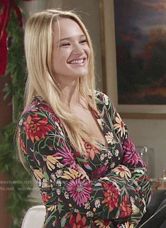 Summer’s floral long sleeved dress on The Young and the Restless