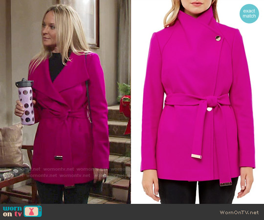 Ted Baker Elethea Short Belted Coat worn by Sharon Newman (Sharon Case) on The Young and the Restless