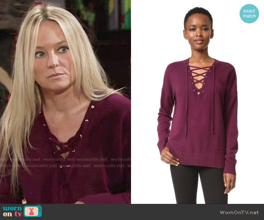 The Kooples Lace-Up Pullover worn by Sharon Newman (Sharon Case) on The Young and the Restless