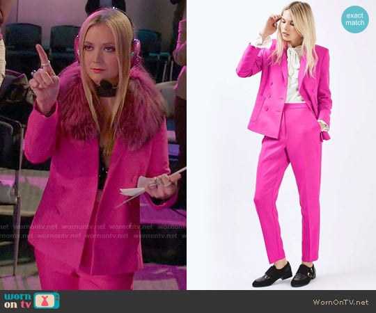 Topshop Double Breasted Suit Jacket and Cigarette Trousers worn by Chanel #3 (Billie Lourd) on Scream Queens