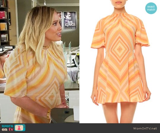 Valentino Mitered-Diamond Print Mini Dress worn by Kelsey Peters (Hilary Duff) on Younger